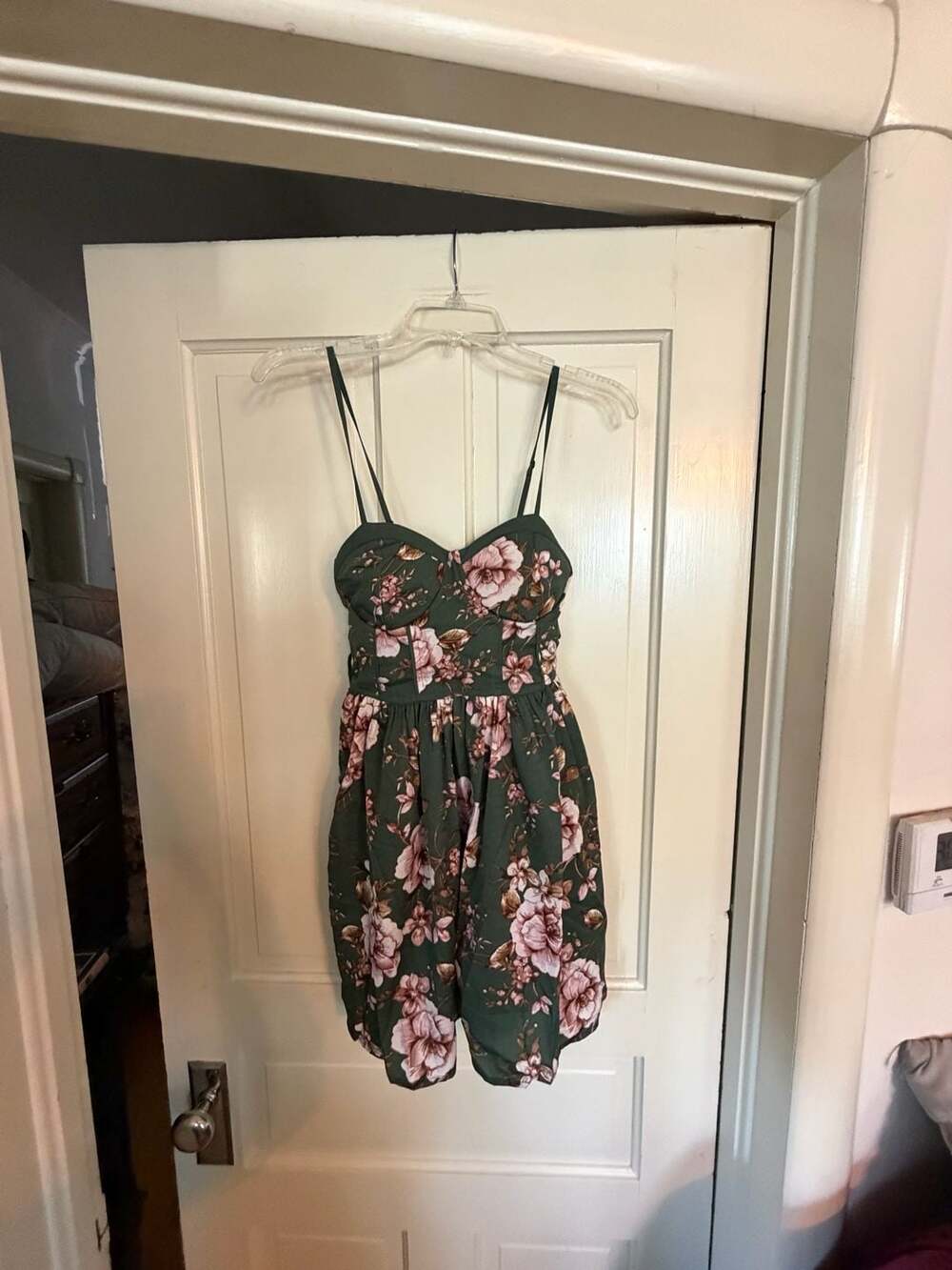 B.O.G. Collective Green Floral Spaghetti Strap Mini Sundress